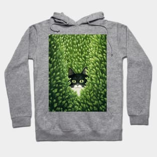 Cat in the green grass Hoodie
